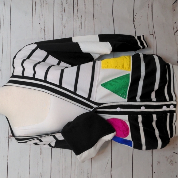 Women's C.A. Sport Totally 80's Colorblock and Shapes Cardigan Sweater M… - Picture 3 of 16